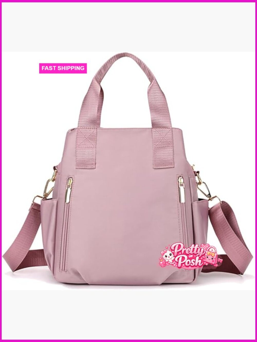 Waterproof Nylon Crossbody Bag with Multi Pockets Top Handle - Picture 1 of 6